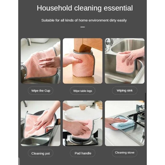 10 Pieces Multi-Purpose Coral Fleece Absorbent Fast Drying Washable... - Picture 6 of 8